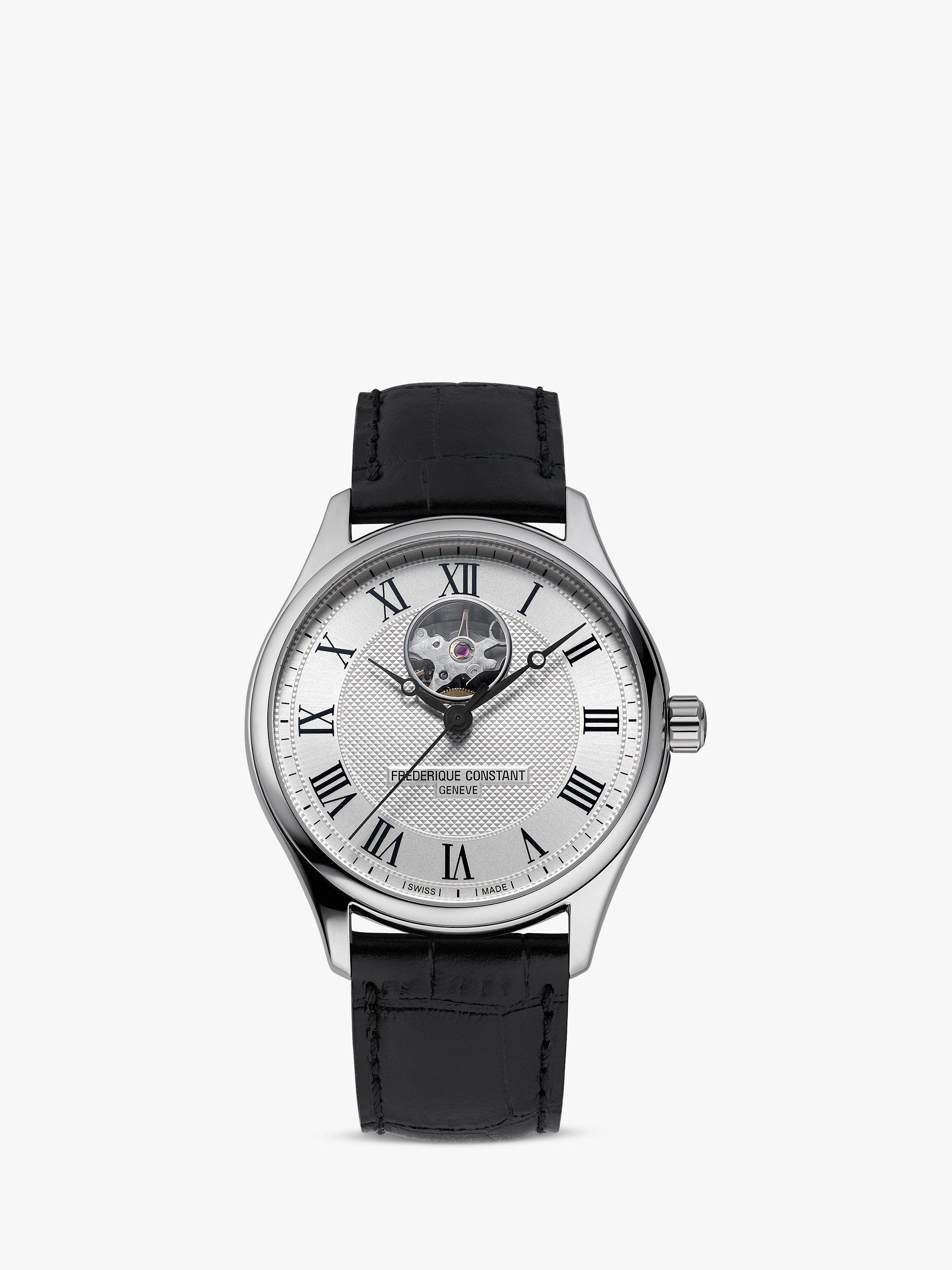 Product image 1 of 5, which shows Frederique Constant FC-310MC5B6 Men's Classics Automatic Heart Beat Moonphase Leather Strap Watch, Black/Silver