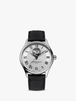 Frederique Constant FC-310MC5B6 Men's Classics Automatic Heart Beat Moonphase Leather Strap Watch, Black/Silver, Black/Silver