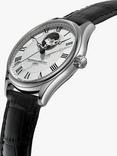 Frederique Constant FC-310MC5B6 Men's Classics Automatic Heart Beat Moonphase Leather Strap Watch, Black/Silver