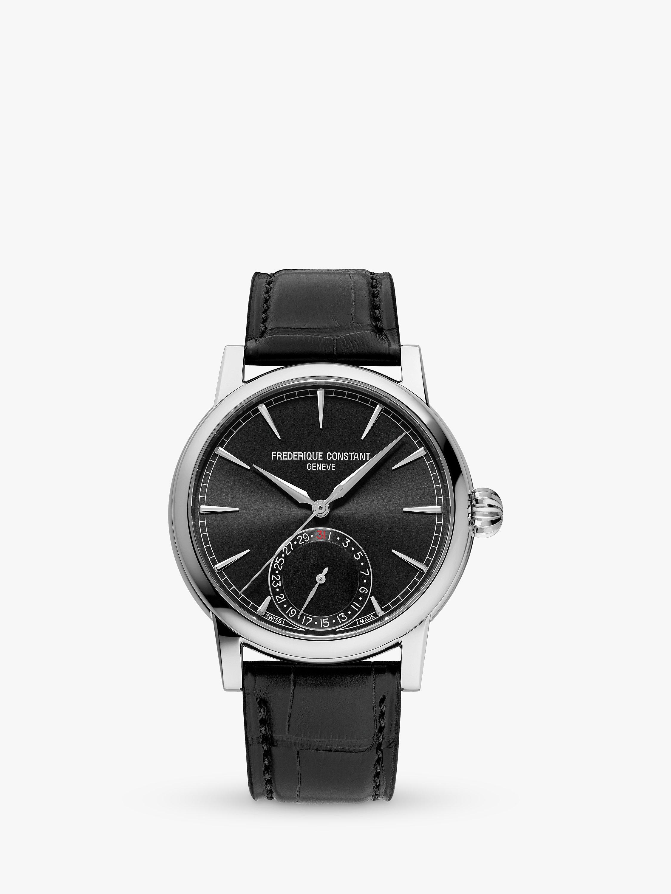Product image 1 of 4, which shows Frederique Constant FC-706B3H6 Classic Date Manufacture Sports Leather Strap Watch, Black
