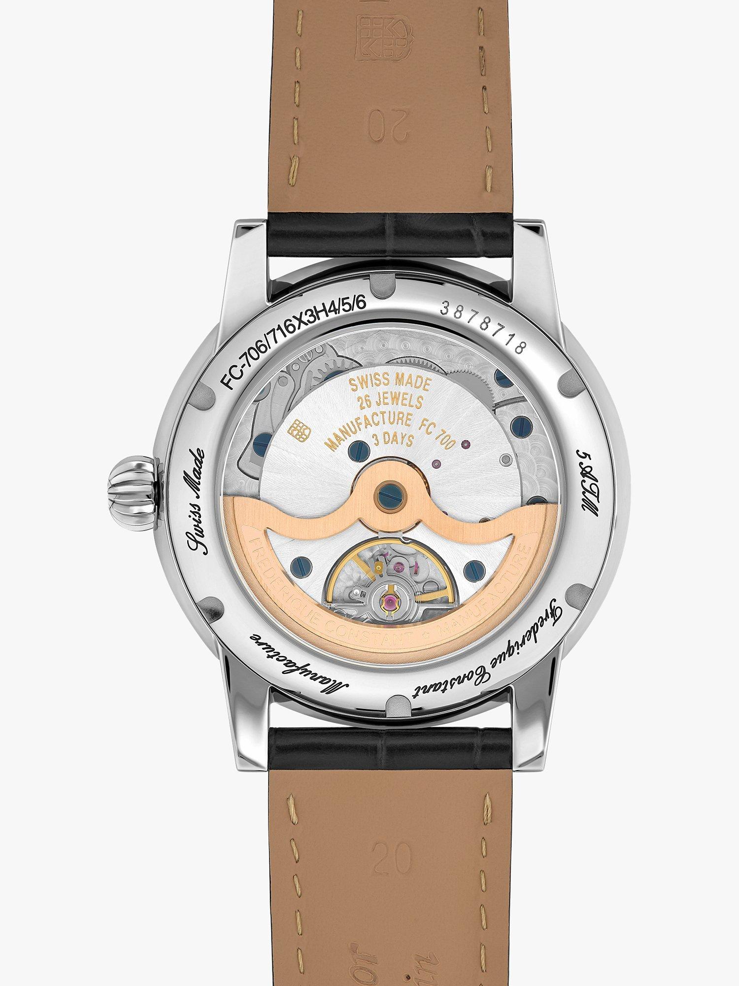 Product image 3 of 4, which shows Frederique Constant FC-706B3H6 Classic Date Manufacture Sports Leather Strap Watch, Black
