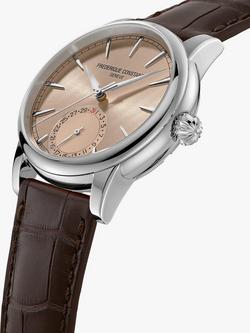 Frederique Constant FC-706 Men's Classic Date Manufacture Leather Strap Watch, Salmon/Silver - view 2, Silver