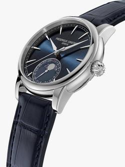Frederique Constant FC-716 Men's Classic Moonphase Date Manufacture Leather Strap Watch - view 2, Silver/Blue