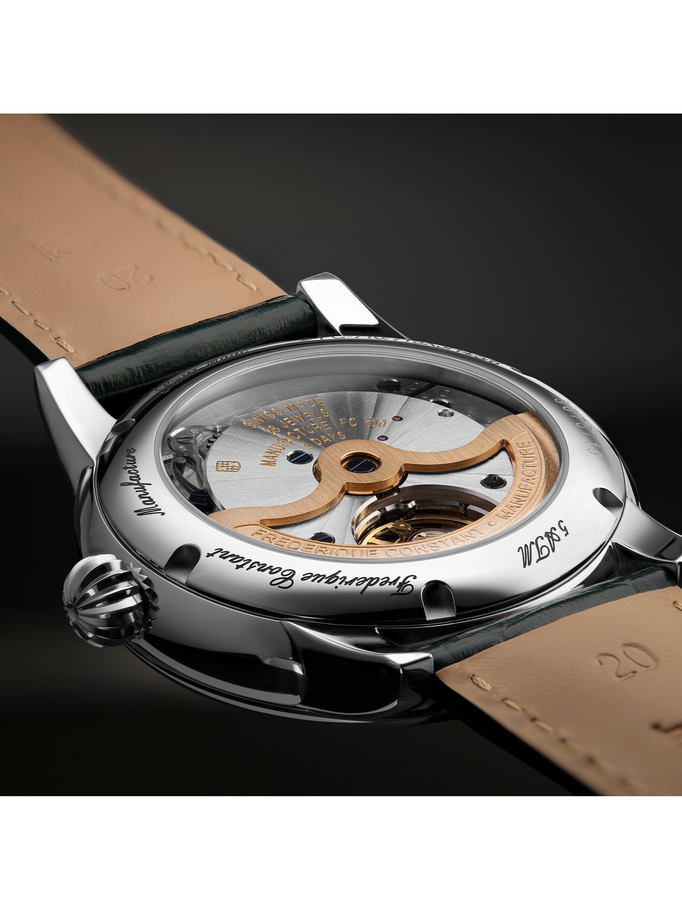 Product image 5 of 6, which shows Frederique Constant FC-716 Men's Classic Moonphase Date Manufacture Leather Strap Watch, Green