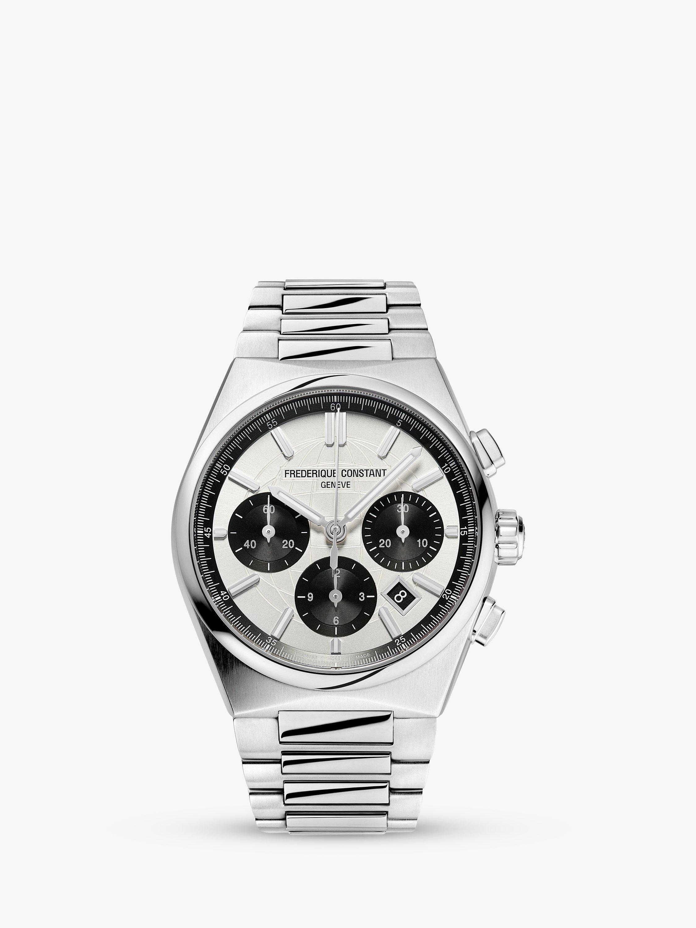 Product image 1 of 6, which shows Frederique Constant FC-391SB4NH6B Men's Highlife Chronograph Automatic Bracelet Strap Watch, Silver