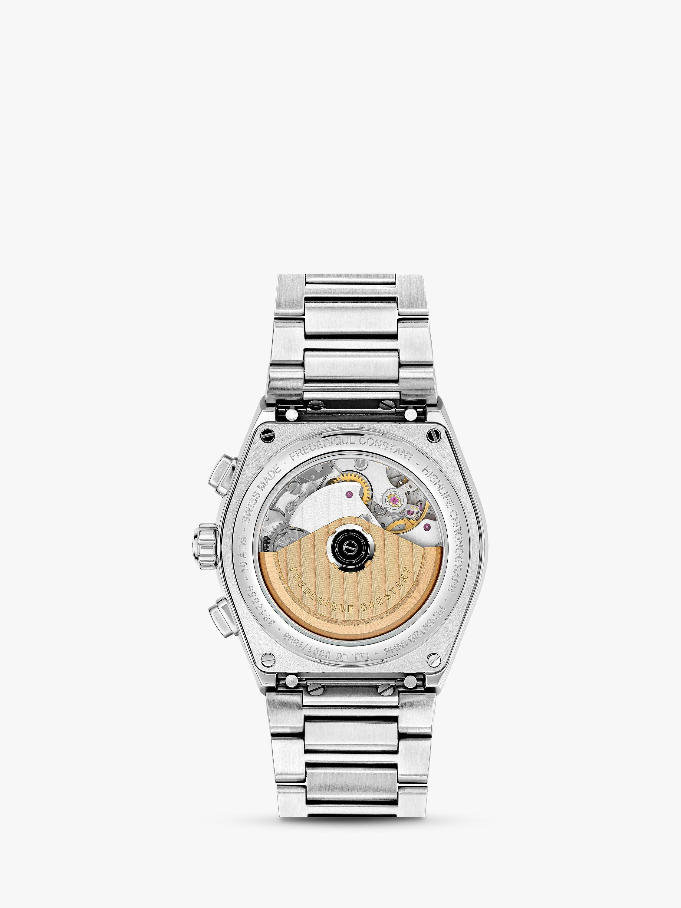 Product image 2 of 6, which shows Frederique Constant FC-391SB4NH6B Men's Highlife Chronograph Automatic Bracelet Strap Watch, Silver