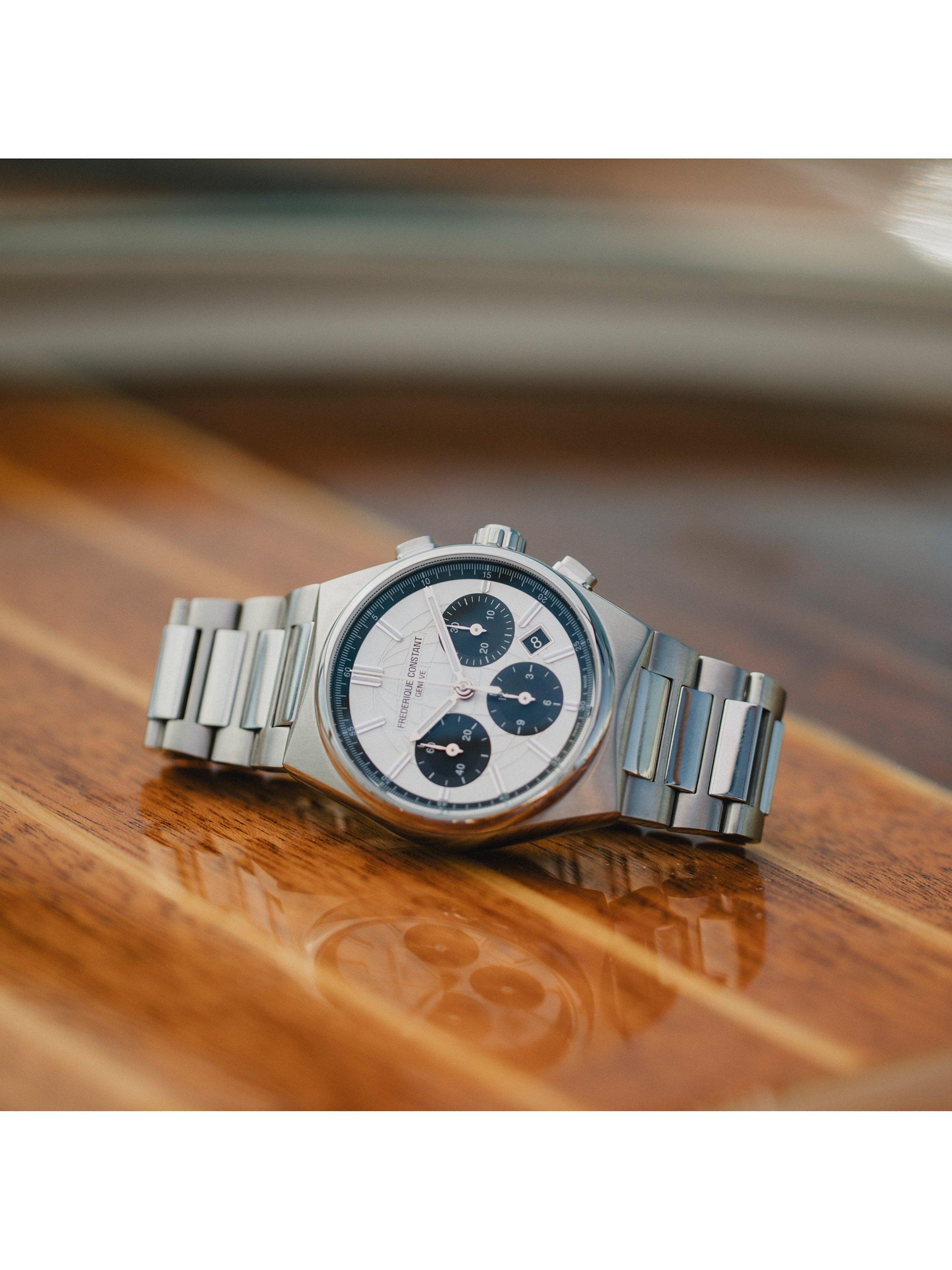 Product image 4 of 6, which shows Frederique Constant FC-391SB4NH6B Men's Highlife Chronograph Automatic Bracelet Strap Watch, Silver
