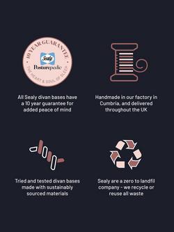 Sealy Posturepedic Exquisite 2 + 2 Drawer Divan Base, Natural Legs, King Size - view 2, Almond