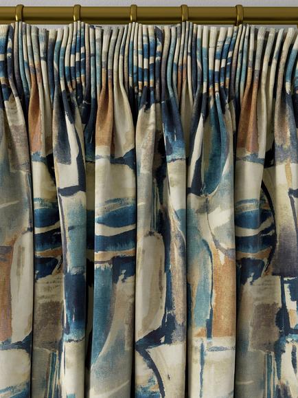 Clarke & Clarke Figura Made to Measure Curtains or Roman Blind, Denim/Linen - view 2, Denim/Linen
