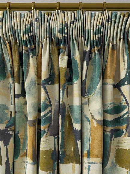 Clarke & Clarke Figura Made to Measure Curtains or Roman Blind, Teal/Mineral - view 2, Teal/Mineral