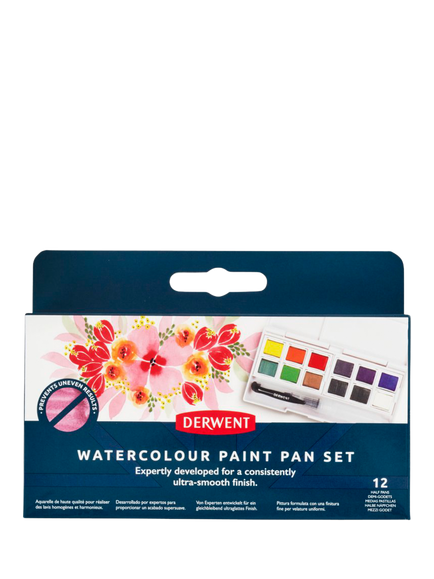 Derwent Watercolour Paint Pans, Set of 12, Multi