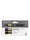 Winsor & Newton Promarker, Metallic Tones, Pack of 3
