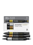 Winsor & Newton Promarker, Metallic Tones, Pack of 3