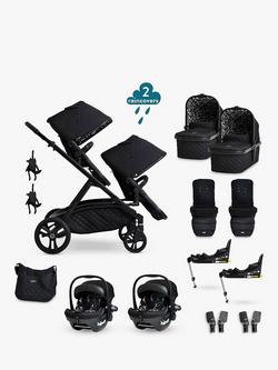 Cosatto Wow XL Carrycot, Pushchair, Acorn i-Size Car Seat and Base with Accessories Everything Twin Bundle, Silhouette