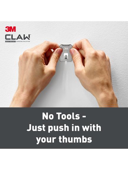Command 3M CLAW Drywall Plasterboard Picture Hanger, Pack of 2, 20kg, Silver - view 2, Silver