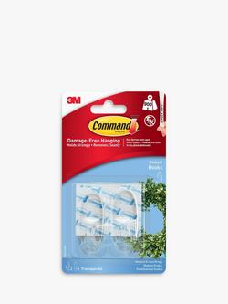 Command Damage-Free Removable Plastic Medium Hanging Hooks, Pack of 2, 900g, Clear, Clear