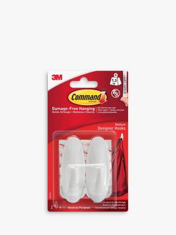 Command Damage-Free Removable Medium Designer Hooks, Pack of 2, White