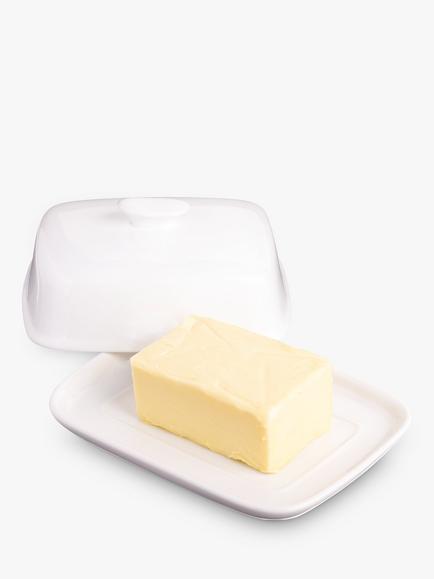 KitchenCraft Porcelain Butter Dish, White - view 2, White