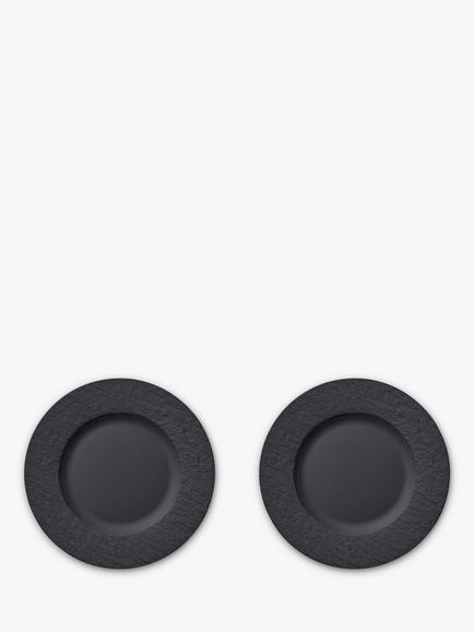 Villeroy & Boch Manufacture Rock Porcelain Salad Plate, Set of 2, 22cm, Black