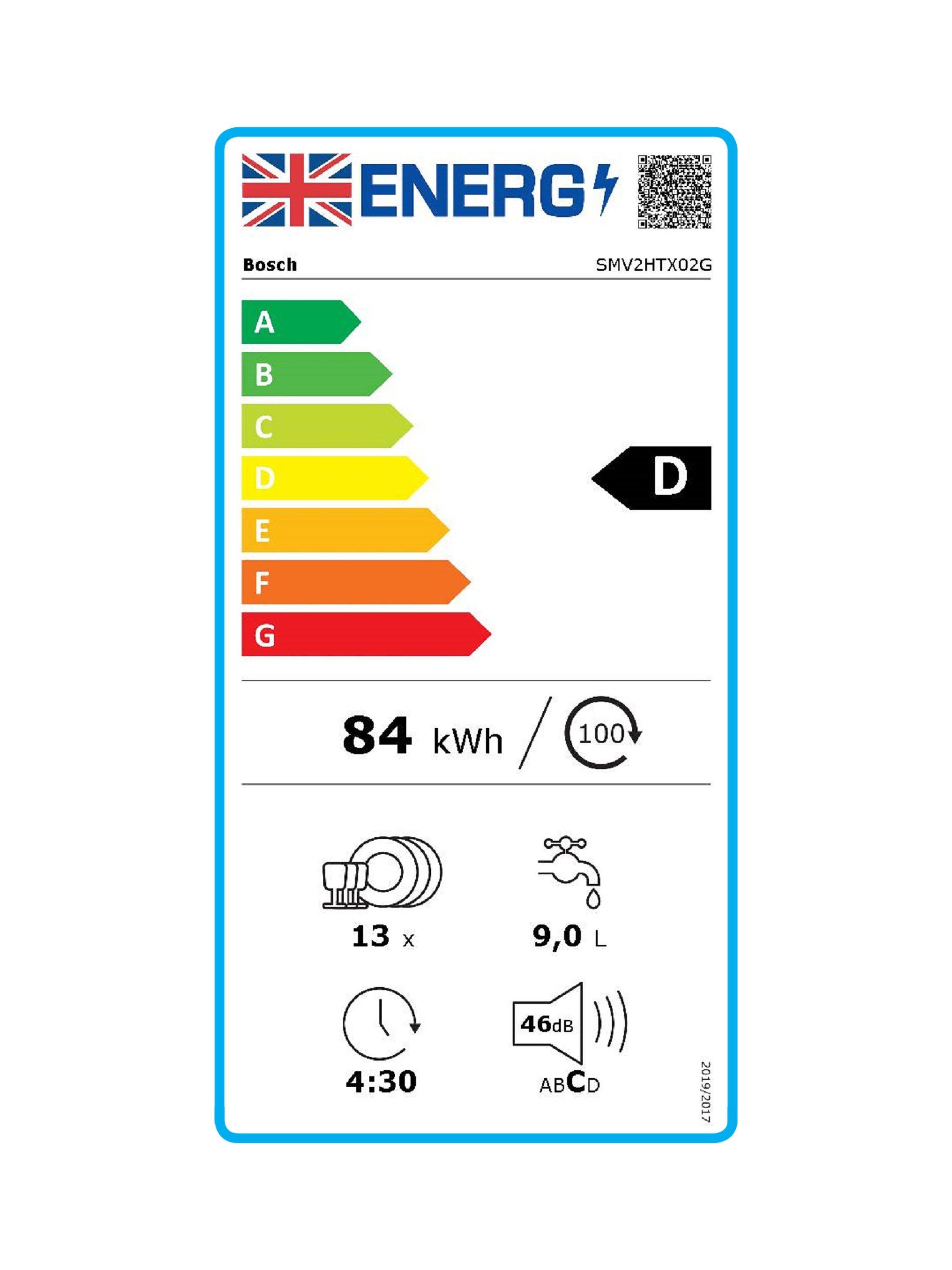 This item is rated D for energy efficiency on a scale from A (most efficient) to G (least efficient).