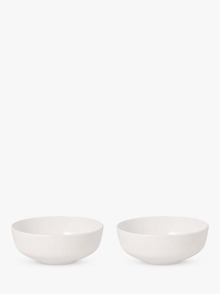 Villeroy & Boch Afina Porcelain Cereal Bowl, Set of 2, 15cm, White, White White