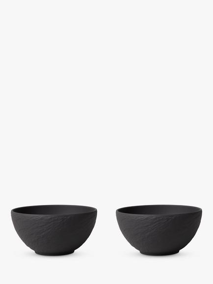 Villeroy & Boch Manufacture Rock Porcelain Cereal Bowl, Set of 2, 14cm, Black