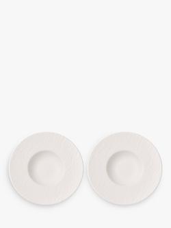 Villeroy & Boch Manufacture Rock Porcelain Pasta Bowl, Set of 2, 28cm, White