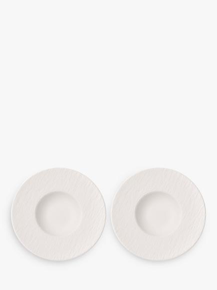Villeroy & Boch Manufacture Rock Porcelain Pasta Bowl, Set of 2, 28cm, White