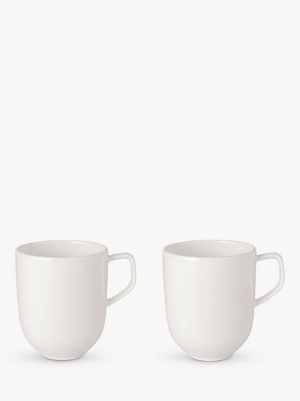 Villeroy & Boch Afina Porcelain Mug, Set of 2, 300ml, White, White White