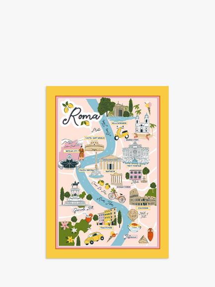 Ulster Weavers Cities Rome Map Tea Towel, Multi, Multi