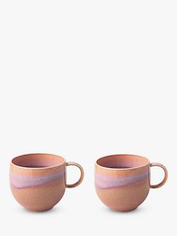 like. by Villeroy & Boch Perlemor Porcelain Coffee Mug, Set of 2, 290ml, Coral, Pink Mid