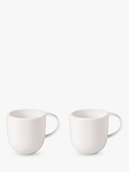 Villeroy & Boch NewMoon Porcelain Mug, Set of 2, 390ml, White, White White