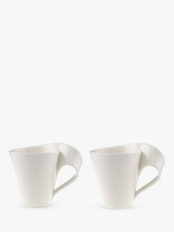 Villeroy & Boch NewWave Porcelain Mug, Set of 2, 300ml, White, White White