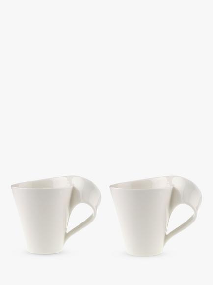 Villeroy & Boch NewWave Porcelain Mug, Set of 2, 300ml, White, White White