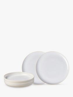 like. by Villeroy & Boch Crafted Porcelain Dinnerware Set, 4 Piece, Cotton, Grey Mid