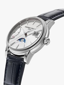 Frederique Constant FC-735S3H6 Men's Classic Power Reserve Big Date Manufacture Automatic Leather Strap Watch, Blue/Silver - view 2, Blue/Silver