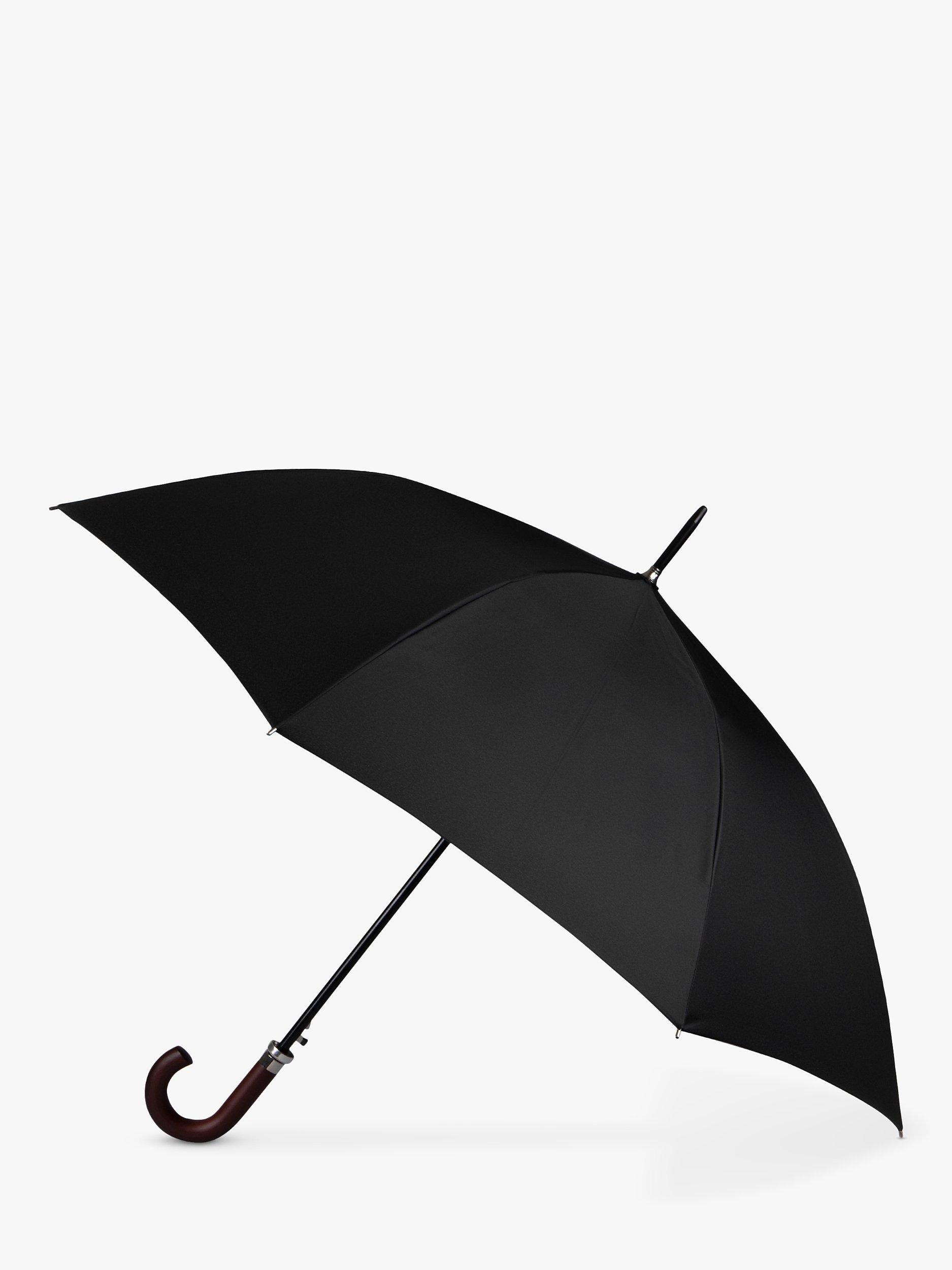 Product image 1 of 4, which shows totes ECO-BRELLA Auto Walker Wood Crook Handle Umbrella, Black
