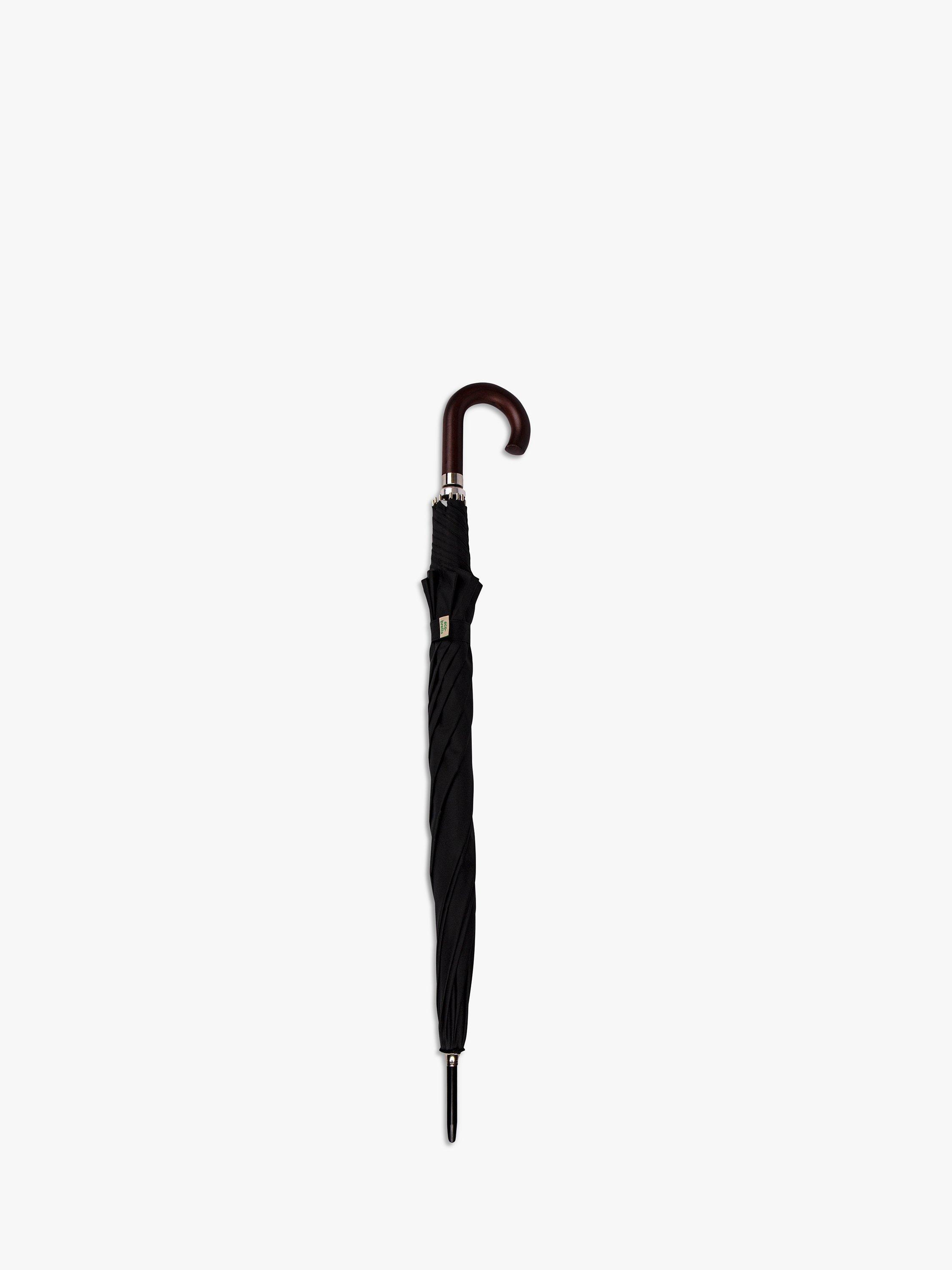 Product image 2 of 4, which shows totes ECO-BRELLA Auto Walker Wood Crook Handle Umbrella, Black