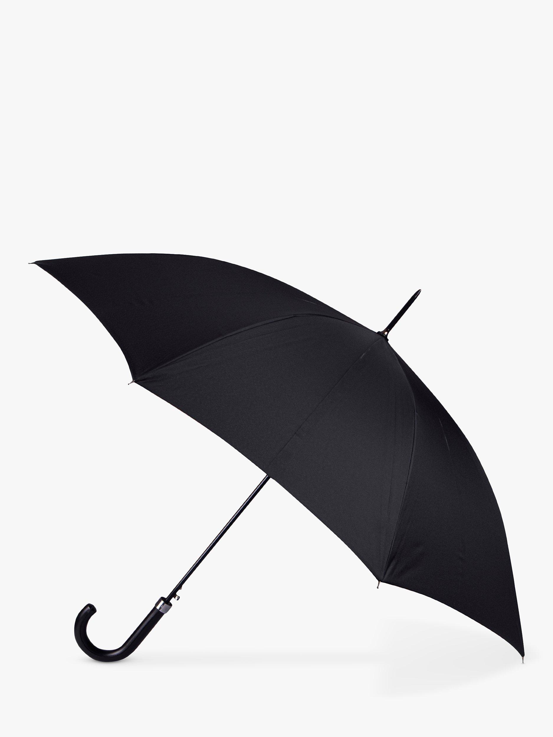 Product image 1 of 4, which shows totes ECO-BRELLA Auto Walker Leatherette Crook Handle Umbrella, Black
