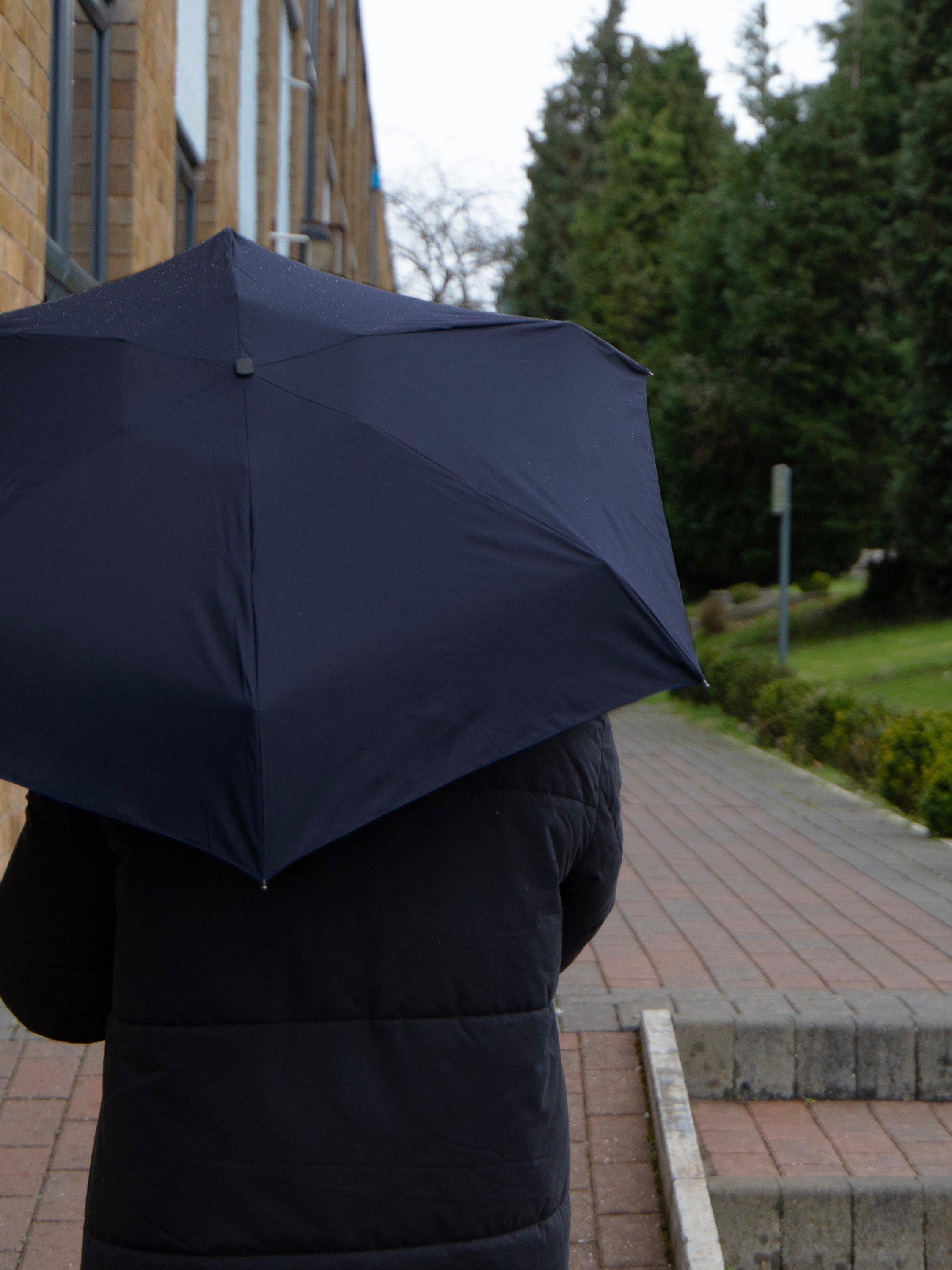 totes ECO-BRELLA Compact Mini Flat Umbrella, Navy