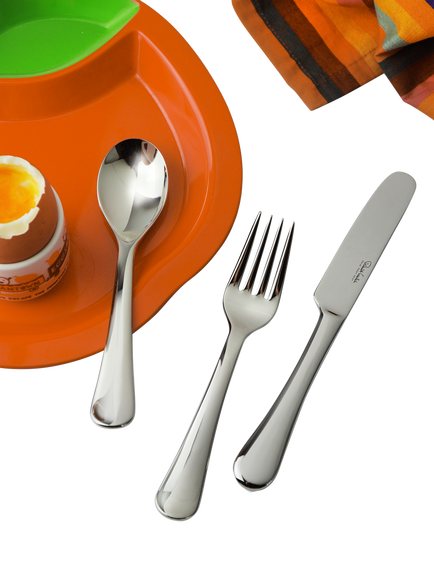 Robert Welch Radford Bright Stainless Steel Children's Cutlery Set, 3 Piece - view 2, Silver