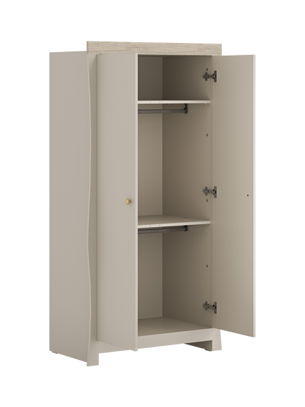 Little Acorns Celeste Double Wardrobe, Cashmere/Grey Ash, Cashmere/Grey Ash