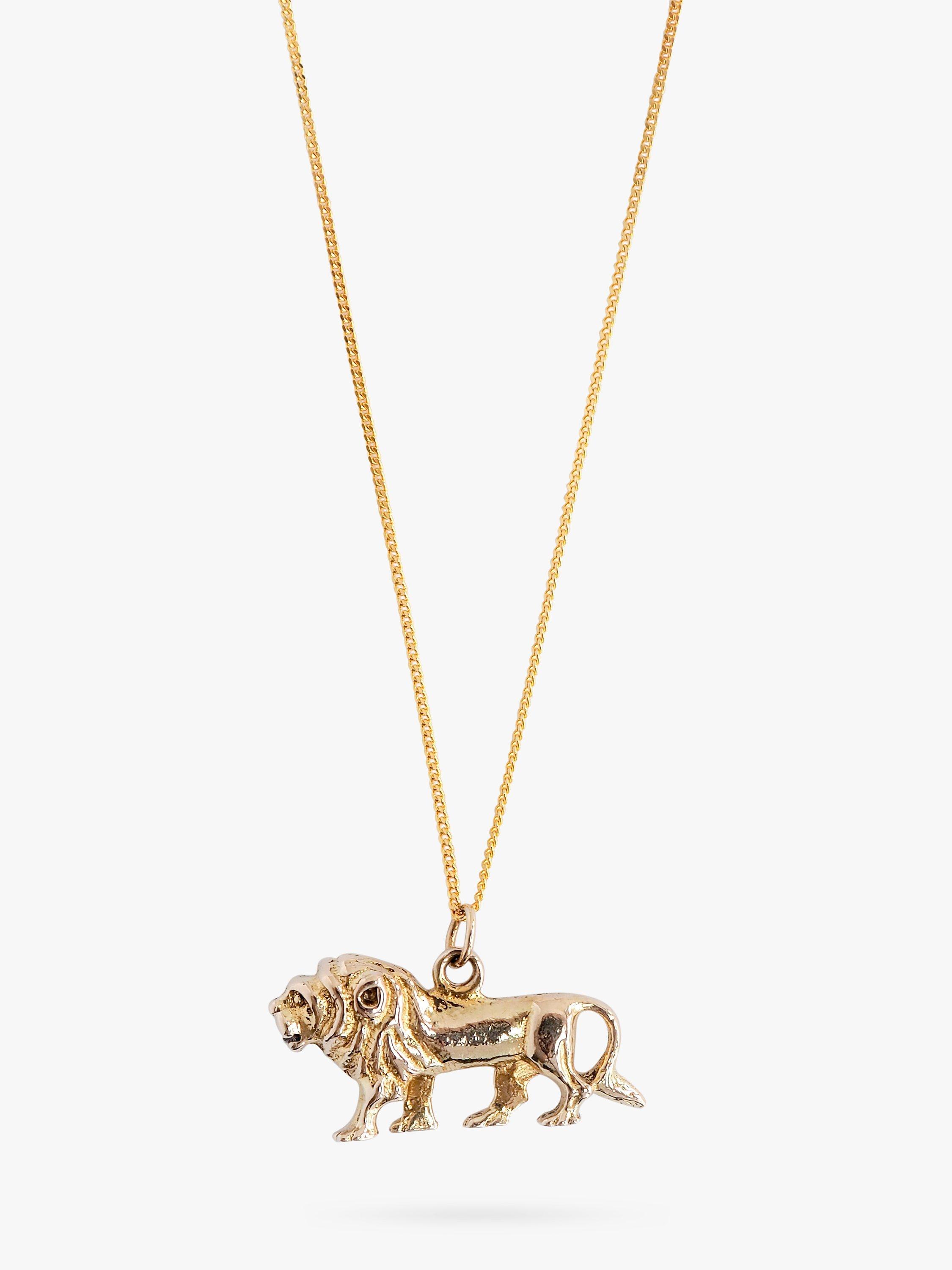 L & T Heirlooms Pre-Loved 9ct Yellow Gold Lion Pendant Necklace, Gold