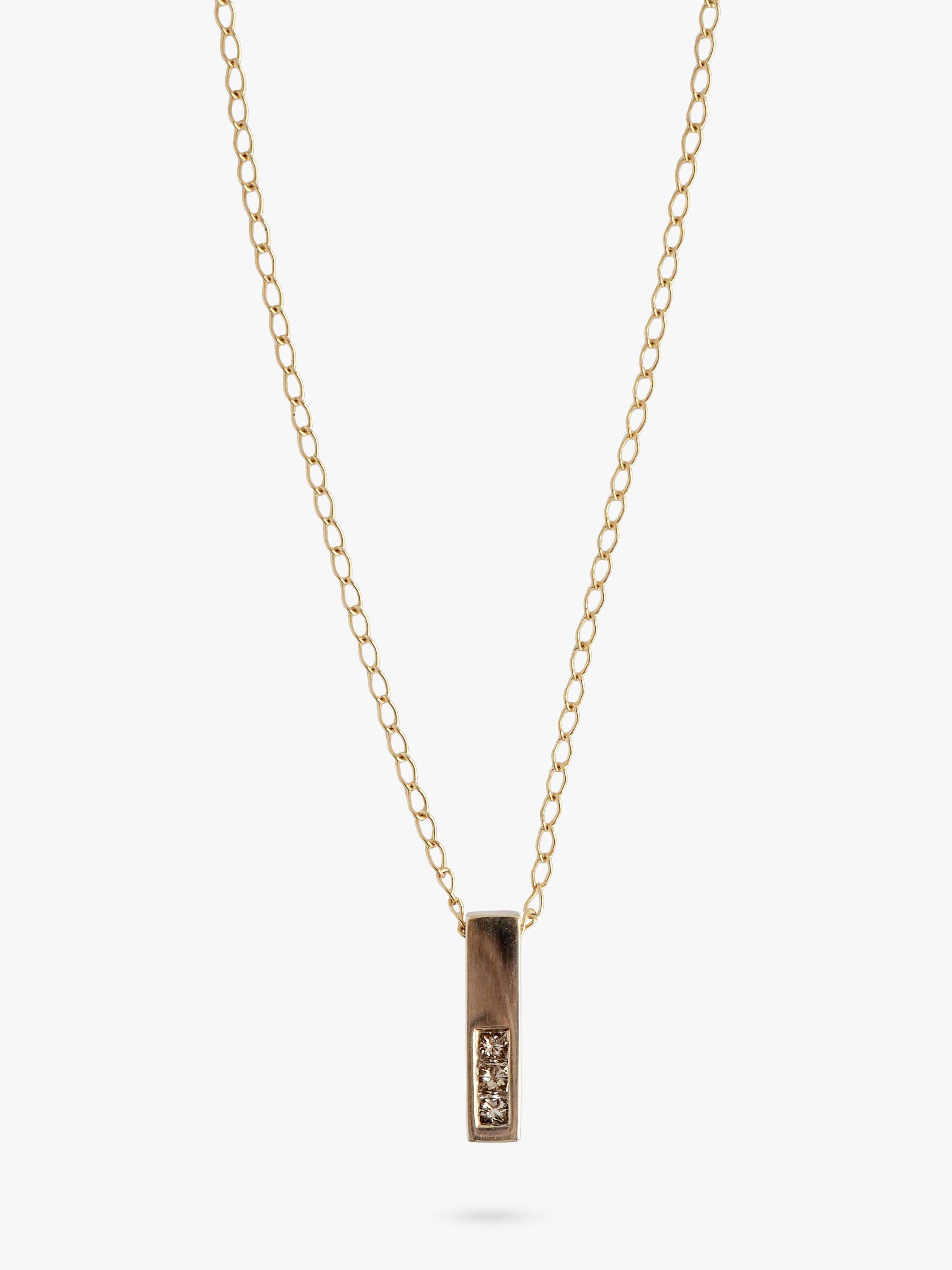 L & T Heirlooms Pre-Loved 9ct Yellow Gold Diamond Bar Pendant Necklace