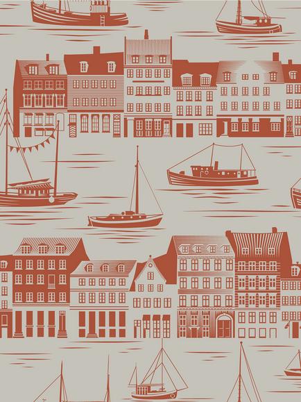 Mini Moderns Postcard to Inger Wallpaper, Harvest Orange