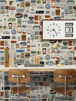 Mini Moderns Jet Set Wallpaper - view 2, Stone MMTLG09ST