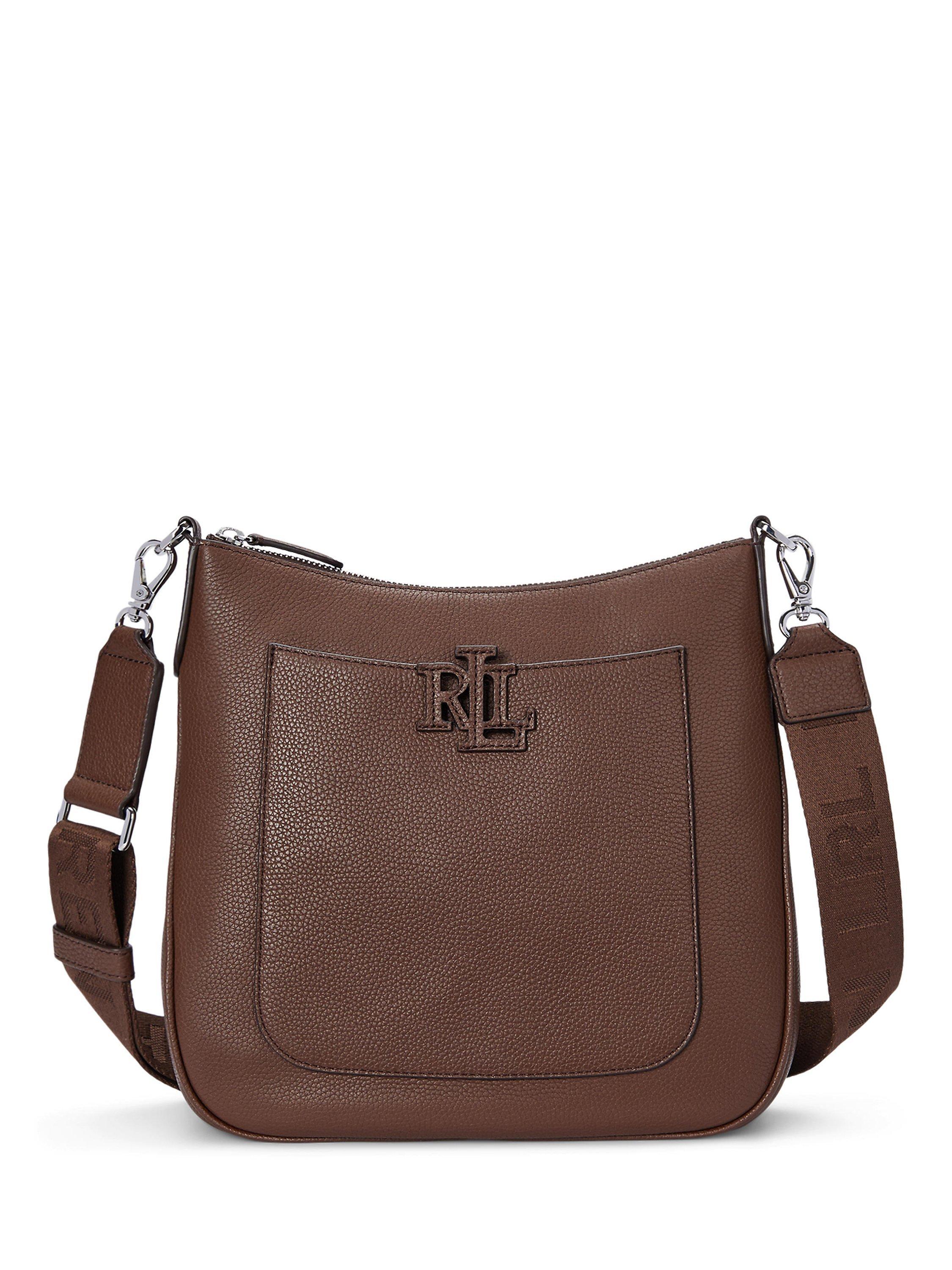 Ralph Lauren adjustable, Crossbody high quality bag, brown pebble, leather