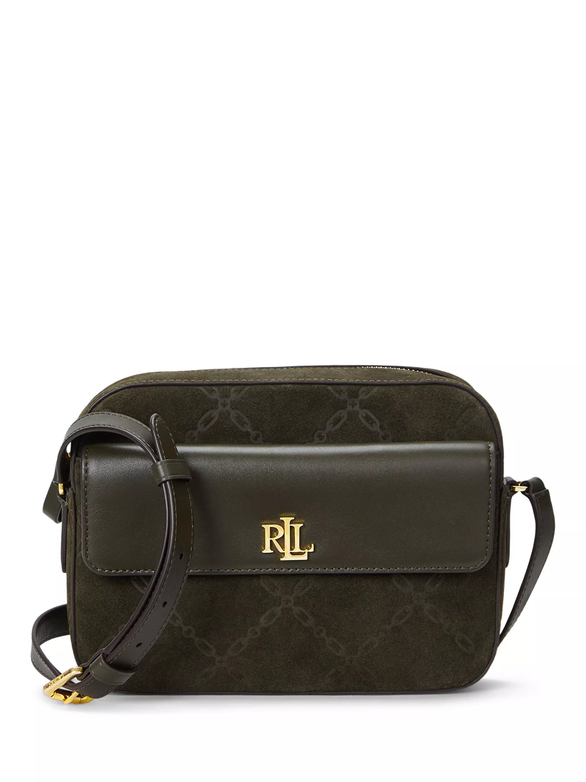 Lauren Ralph Lauren Marcy Suede Blend Cross Body Camera Bag, Dark Olive