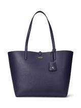 Lauren Ralph Lauren Karly Crosshatch Leather Large Tote Bag Black