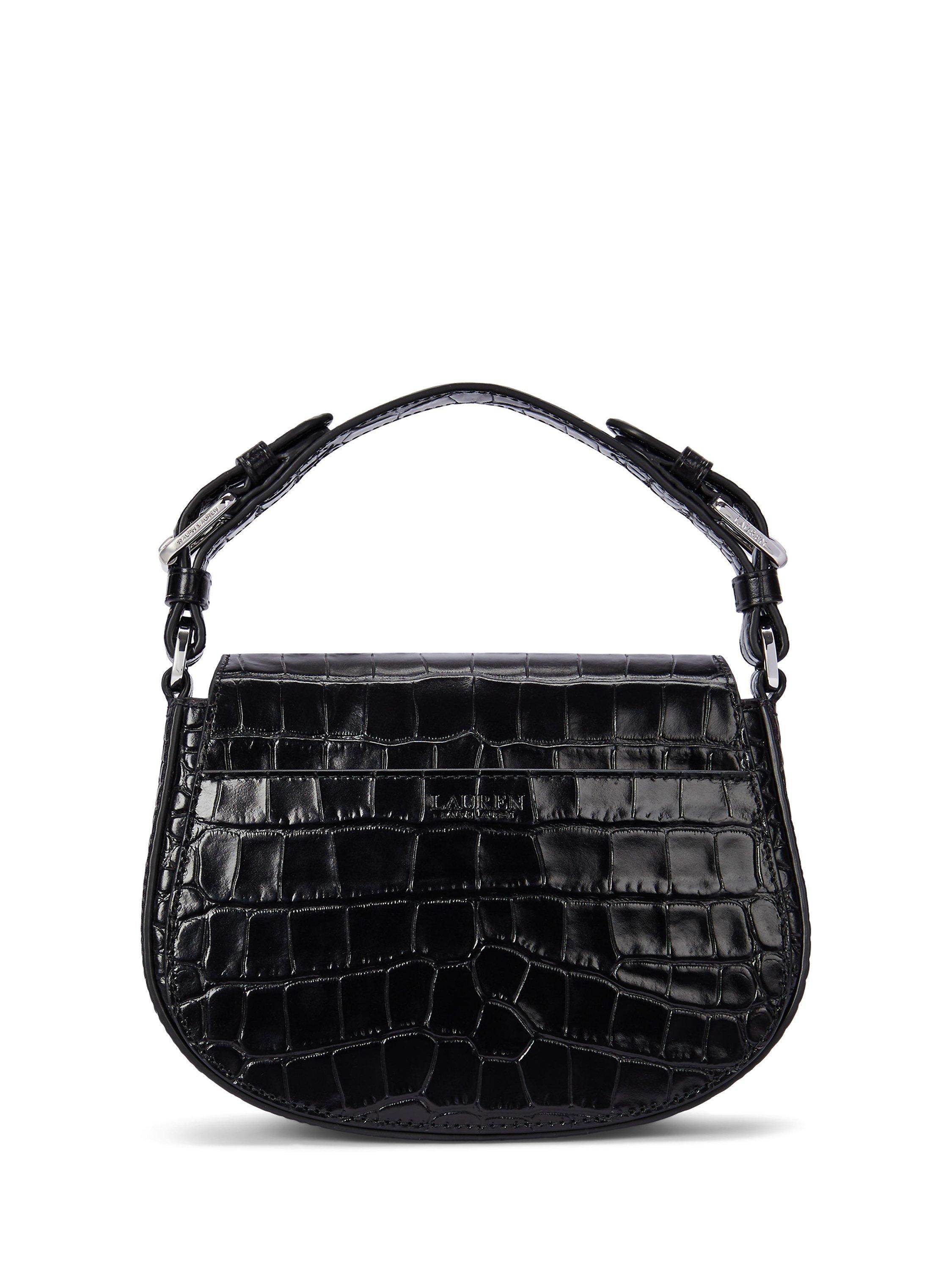 Lauren Ralph Lauren Tanner Leather Croc Embossed Cross Body Bag